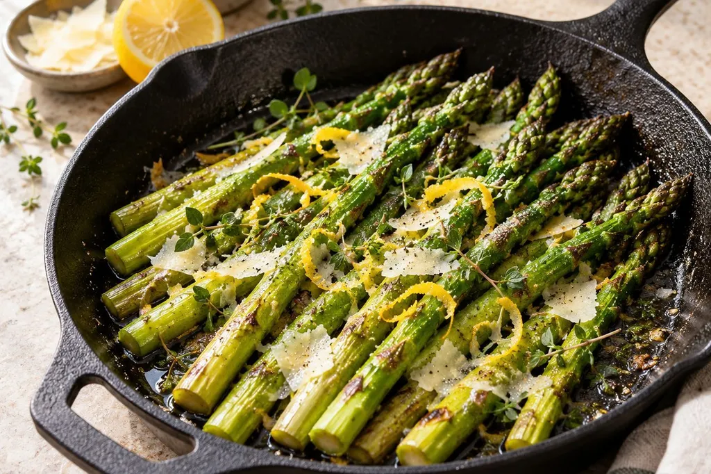 Asperges vertes : cuisson à la poêle, au four et idées de recettes