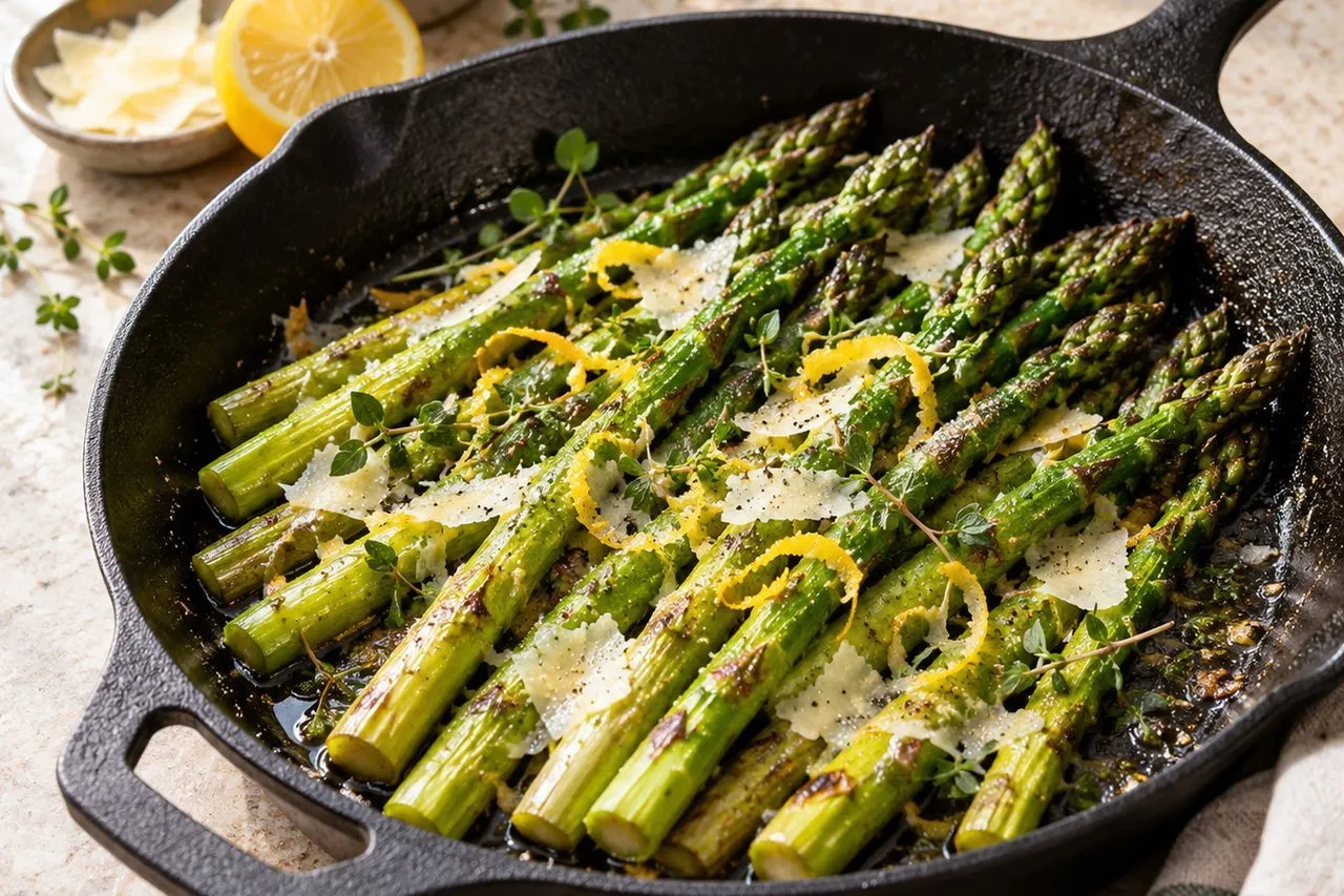 Asperges vertes : cuisson à la poêle, au four et idées de recettes